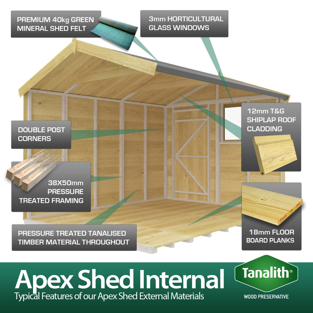 DIY Sheds 4 x 14ft Tongue and Groove Timber Apex Security Garden Shed Image 5