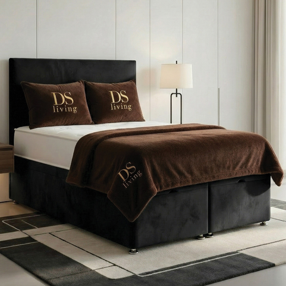 DS Living Prima Single Black Plush Divan Bed Image 1