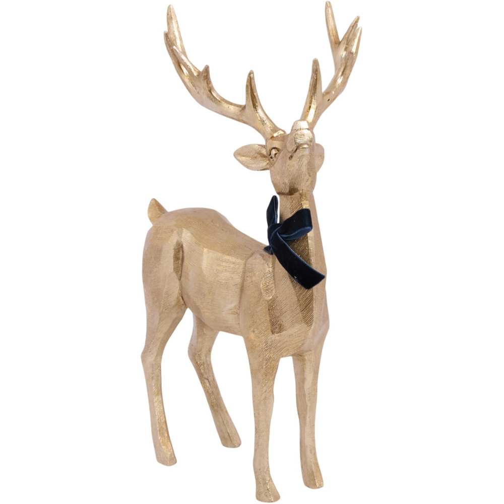Antique Reindeer with Bow Ornament Gold Image 5