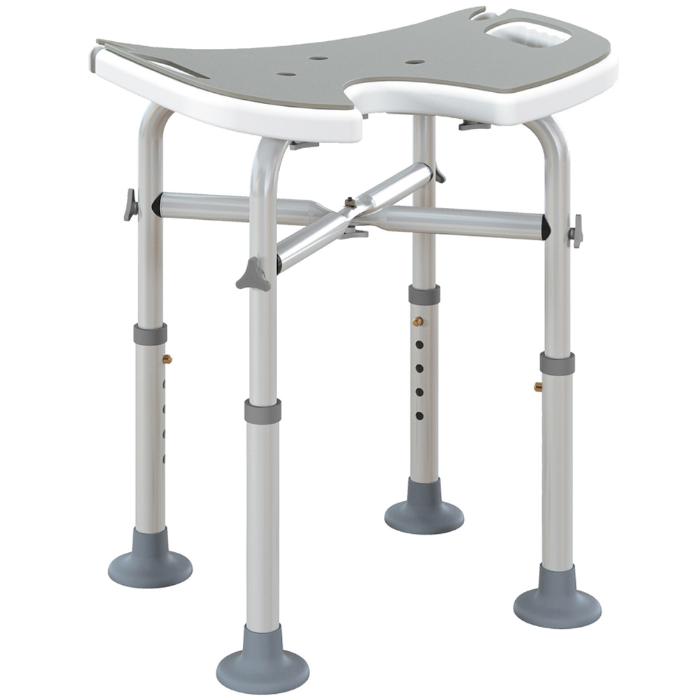 HOMCOM Grey Aluminium Shower Stool Image 1
