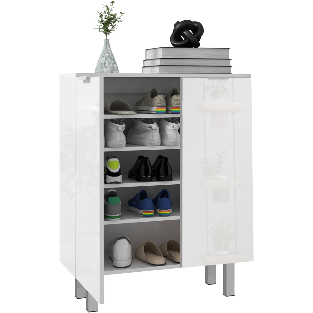 HOMCOM 5 Shelf High Gloss Shoe Storage Cabinet Image 2