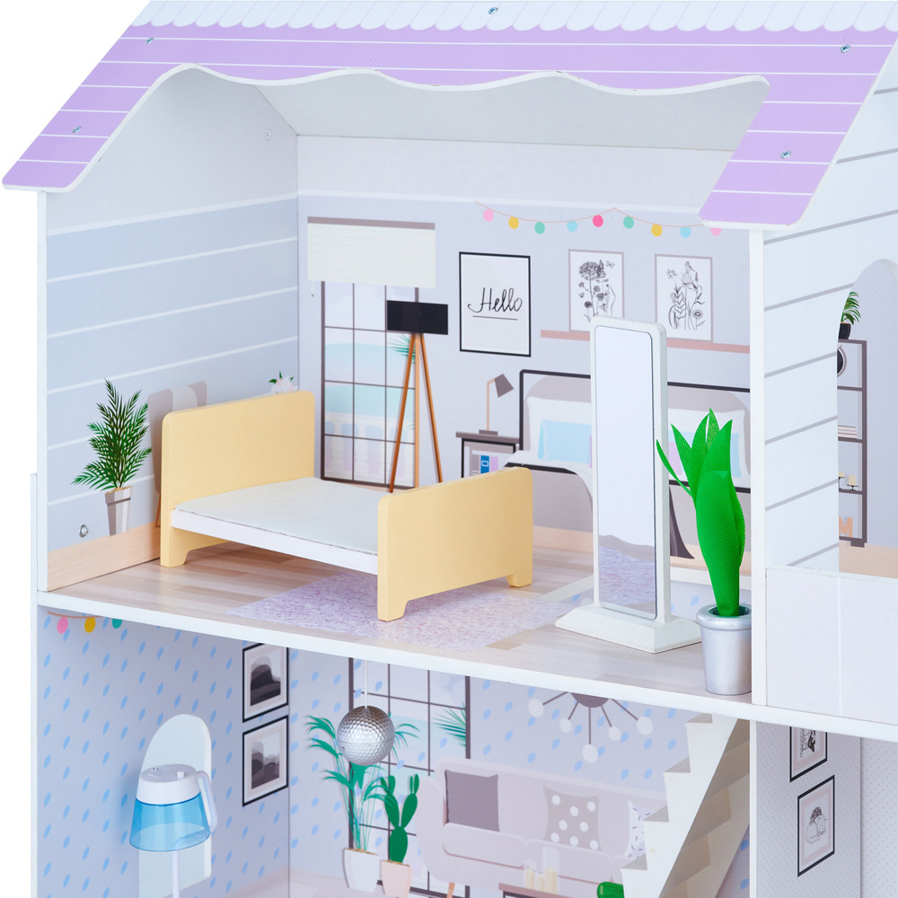 Teamson Kids Purple Grand Dollhouse with Front Garden and Matching Accessories 12 inch Image 6