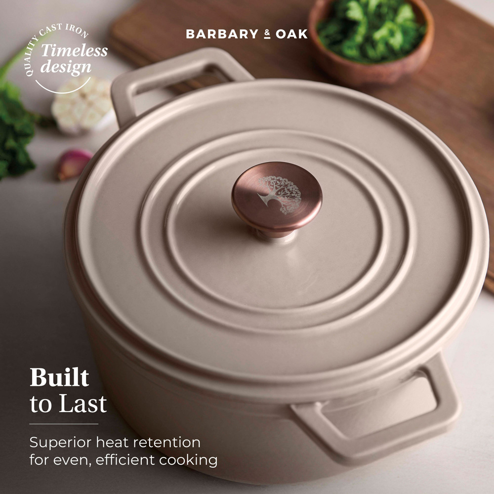 Barbary & Oak Nattura 24cm Cashmere Cast Iron Round Casserole Dish with Lid Image 3
