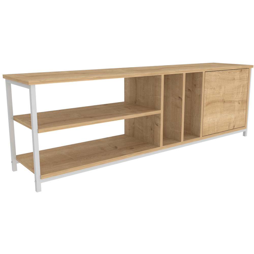 Decorotika Oneida Single Door 4 Shelf White and Oak TV Unit Image 2