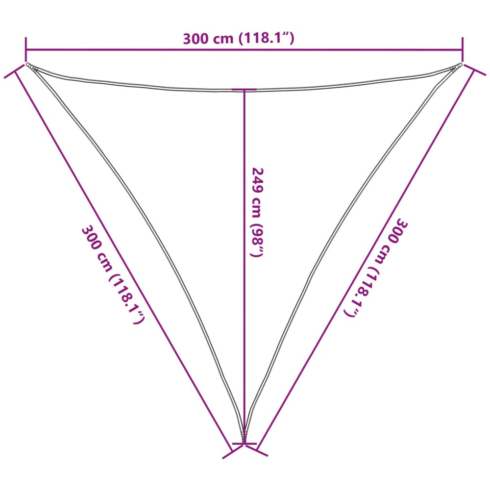 vidaXL Yellow Triangular Sun Shade Sail 3 x 3 x 3m Image 9