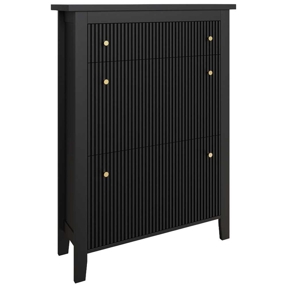GFW Garrucha 2 Door Single Drawer Black Deluxe Shoe Cabinet Image 2