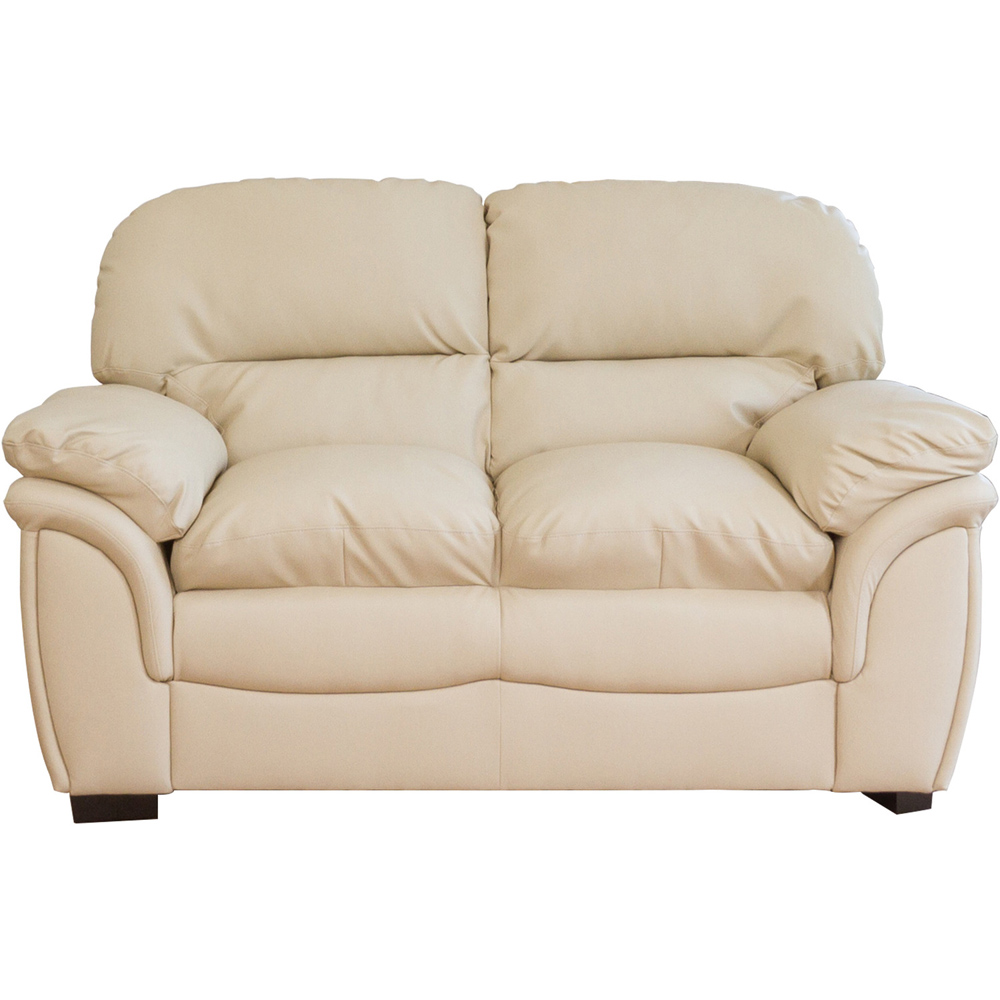 Leverton 2 Seater Cream Bonded Leather Sofa Image 2
