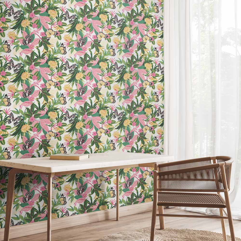 Hoopla Walls Paradise Flamingo Non Woven Wallpaper Image 2