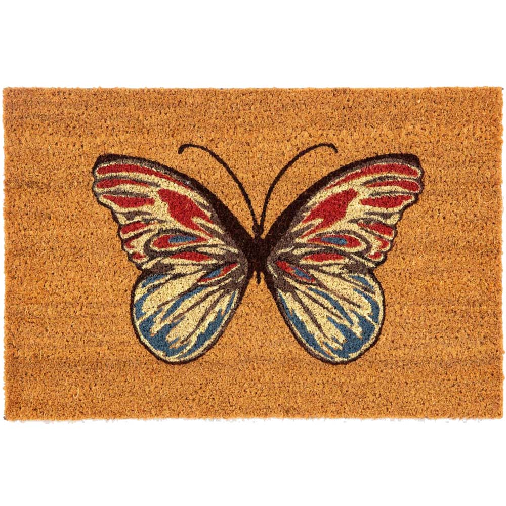 Astley Multicolour Butterfly Coir Printed Doormat 40 x 60cm Image 1