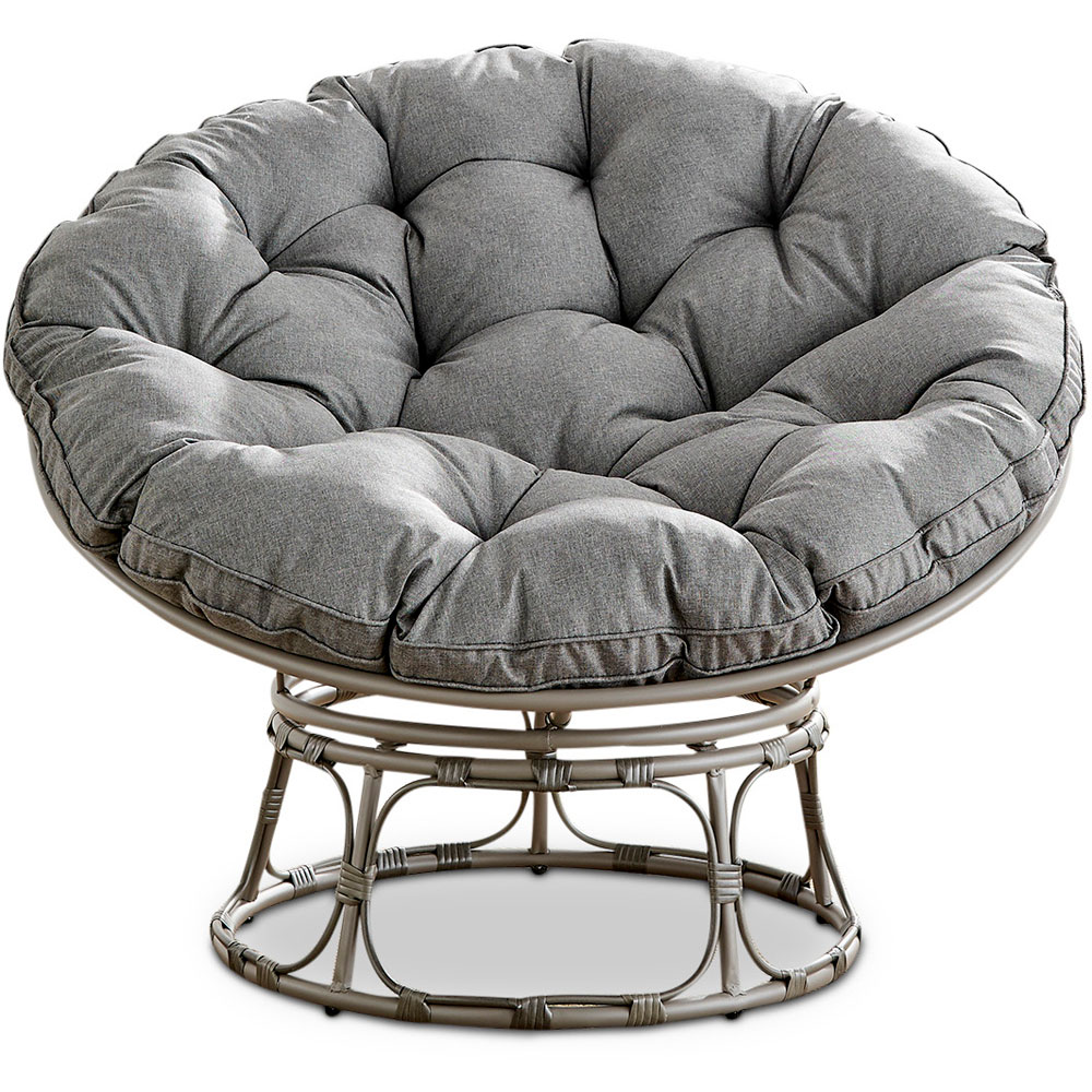 Furniturebox Luno Textured Grey Rattan Garden Chair with Cushion Image 3