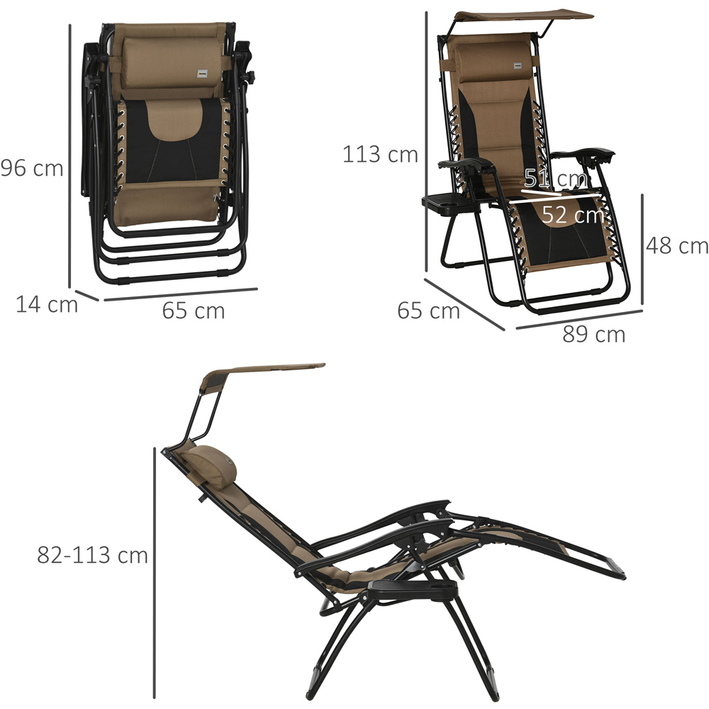 Outsunny Brown and Black Zero Gravity Folding Recliner Chair Image 9