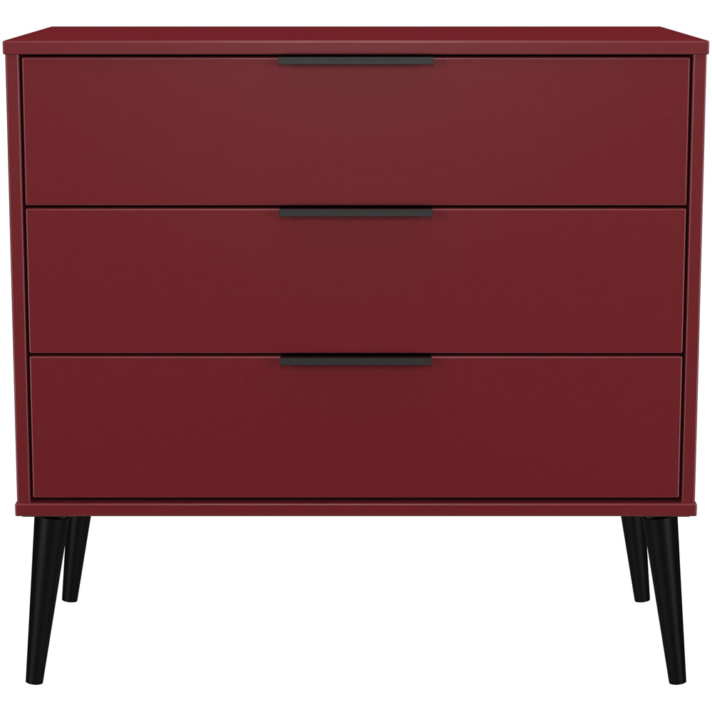 Crowndale Hong Kong 3 Drawer Red Matt Chest of Drawers Ready Assembled Image 2