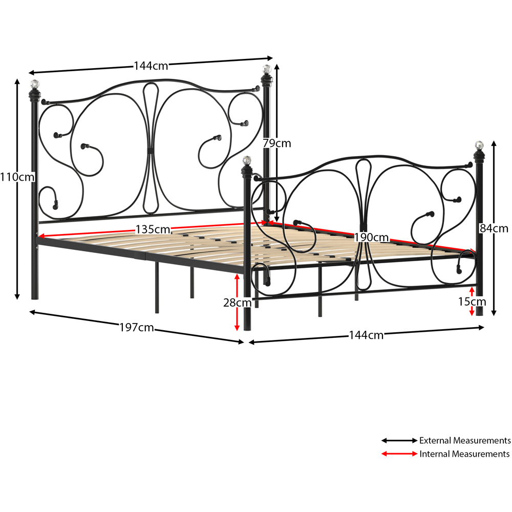 Vida Designs Barcelona Double Black Metal Bed Frame Image 9