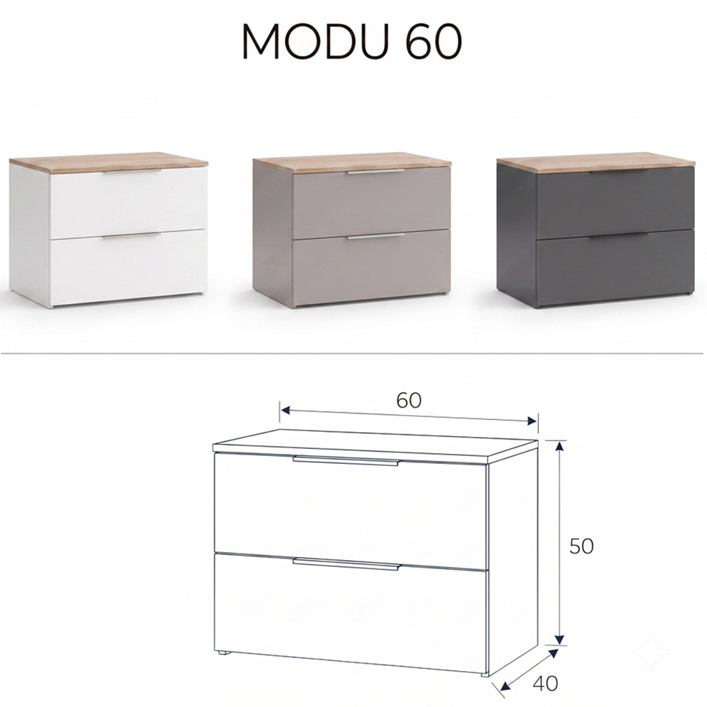 Shefa Line MODU 60 2 Drawer White and Sonoma Oak Chest of Drawers Image 5