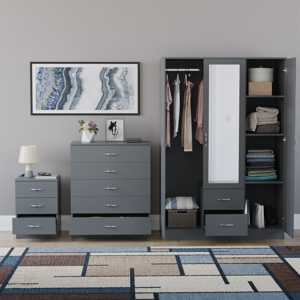 VIDA DESIGNS Riano Grey 3 Piece Bedroom Furniture Set Image 3