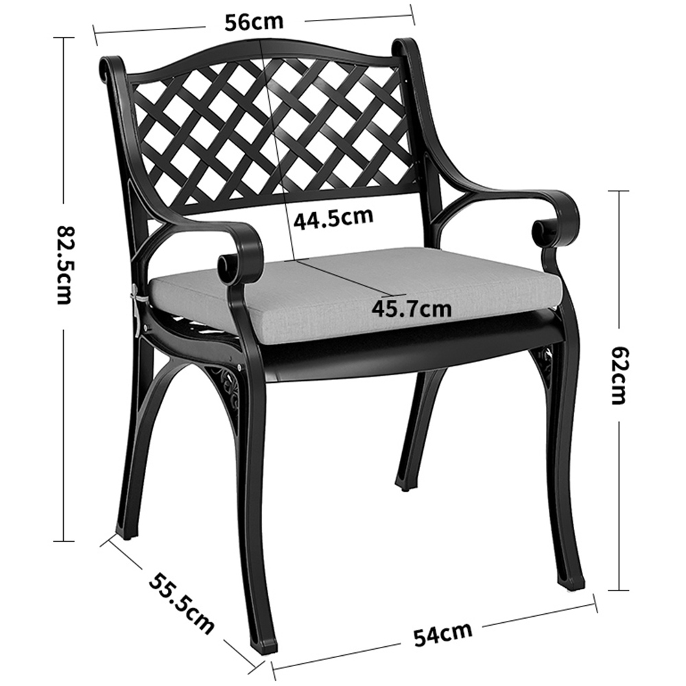 Living and Home 6 Seater Black Garden Bistro Set Image 8