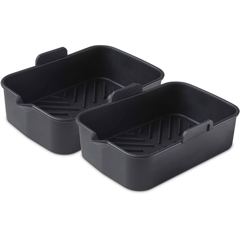 Tower Silicone Rectangular Solid Air Fryer Trays 2 Pack Image 1