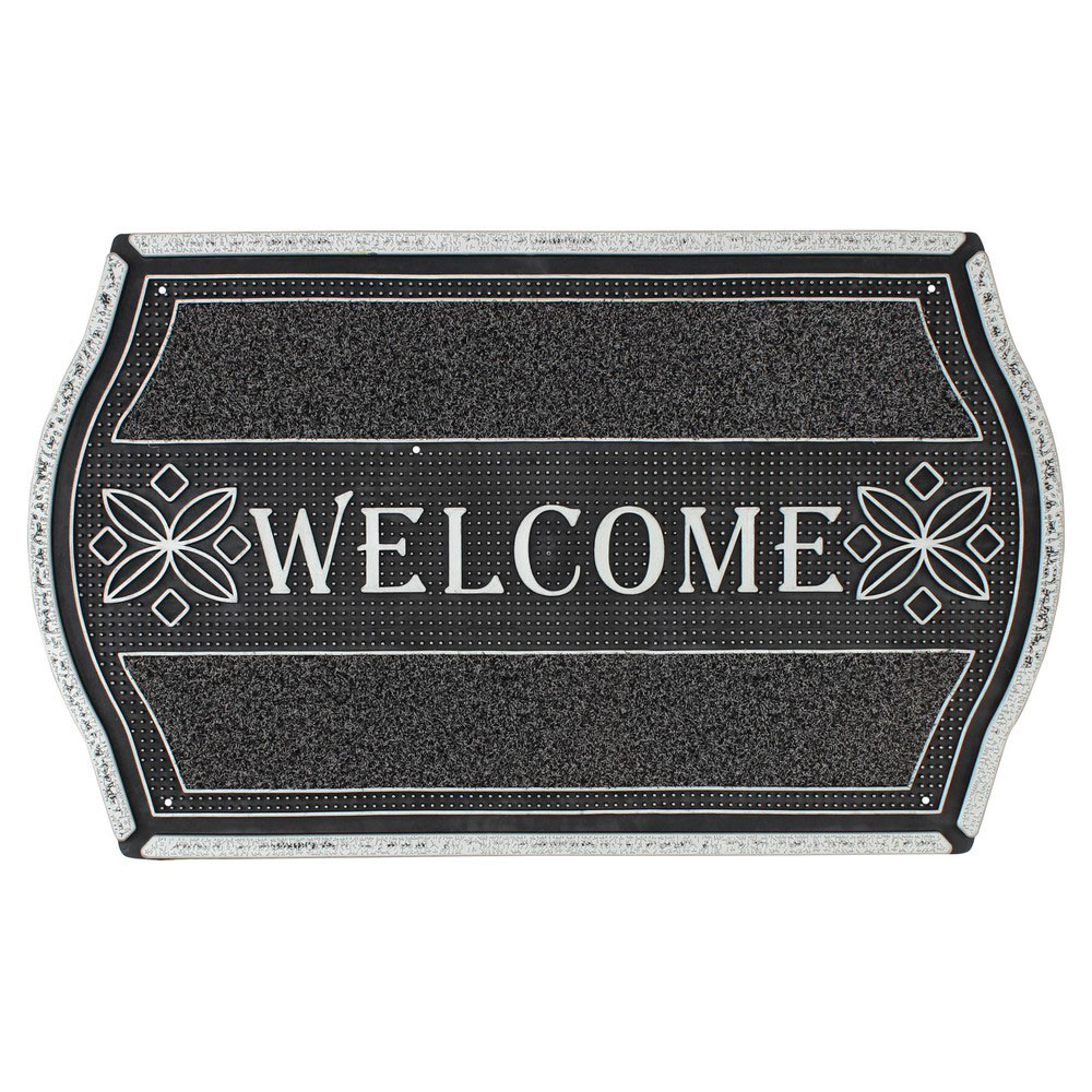 JVL Welcome Black Pin PVC Doormat 45 x 75cm Image 1