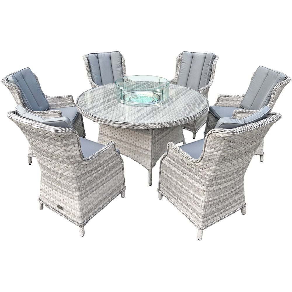 Oseasons Knightsbridge 6 Seater Extra Large Dove Grey Rattan Firepit Dining Set Image 2