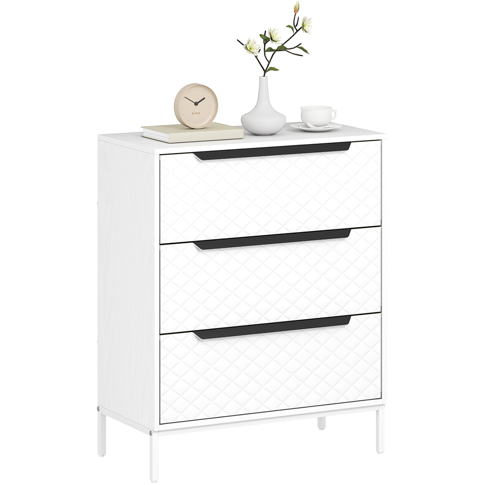 Portland 3 Fabric Drawer White Chest of Drawers Image 2