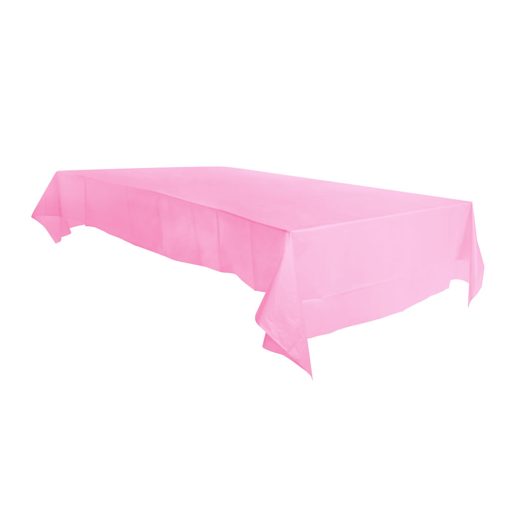 Wilko 137 x 274cm Pink Plastic Table Cover Image 2