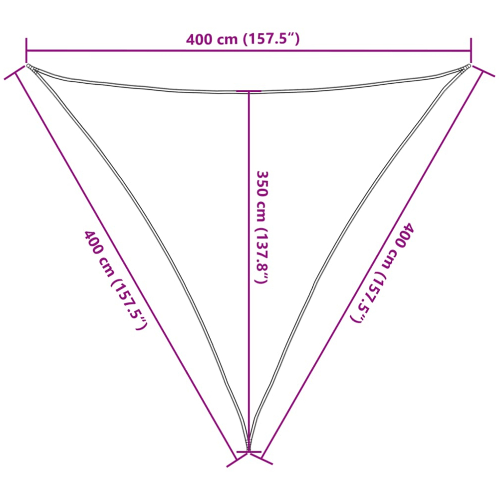 vidaXL Yellow Triangular Sun Shade Sail 4 x 4 x 4m Image 9