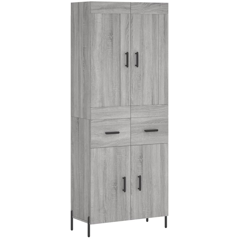 vidaXL 4 Door 2 Drawer Grey Sonoma Highboard Image 2