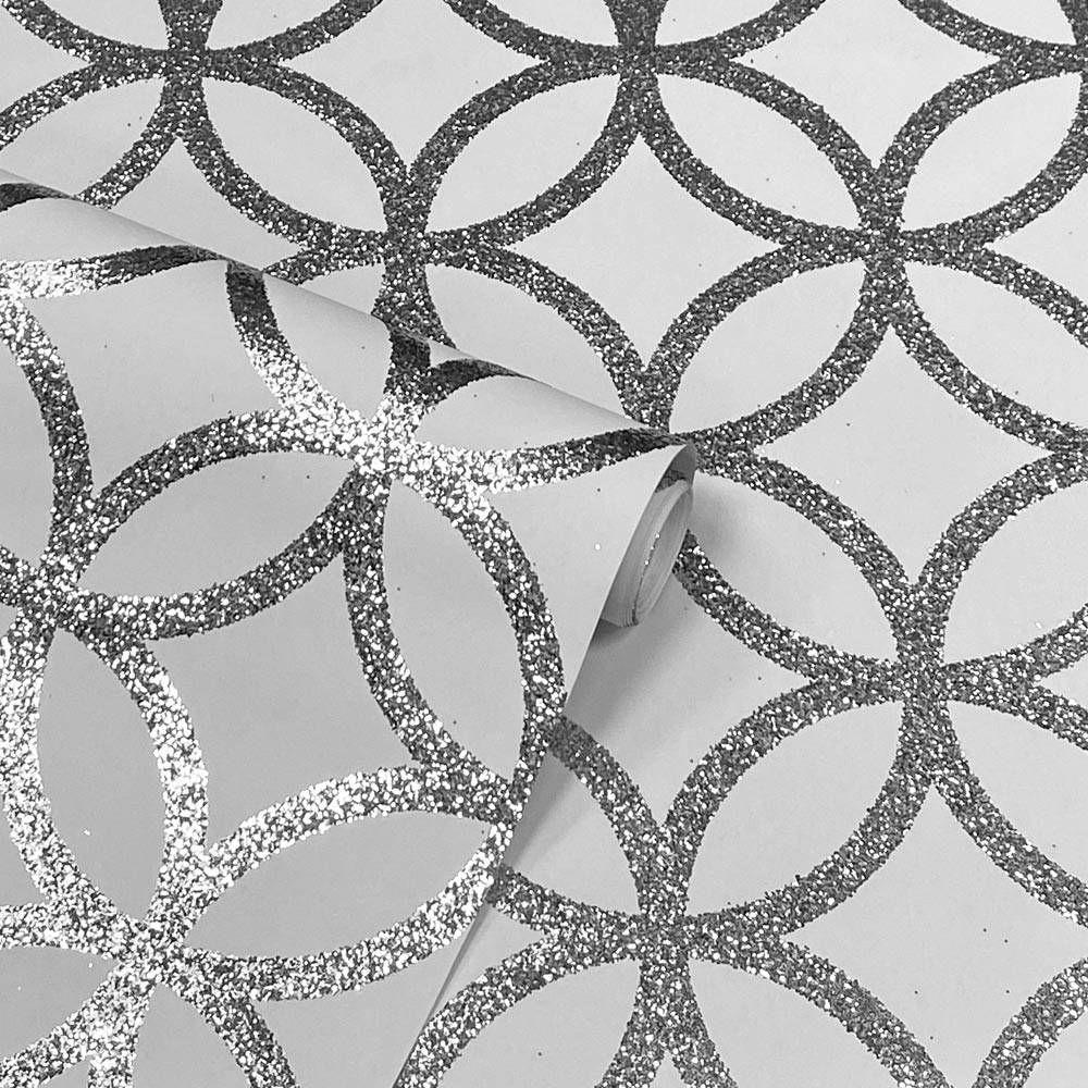 Arthouse Sequin Geometric Grey Wallpaper Image 2