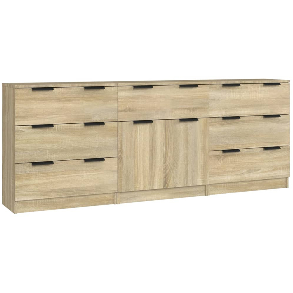 vidaXL 2 Door 7 Drawer Sonoma Oak Wide Sideboard Image 2