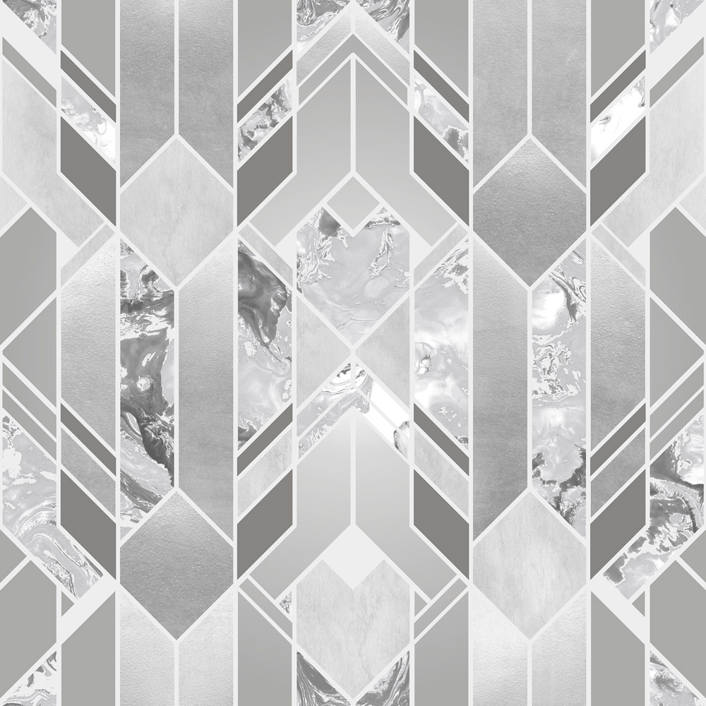 Muriva Elixir Geometric Silver Wallpaper Image 1