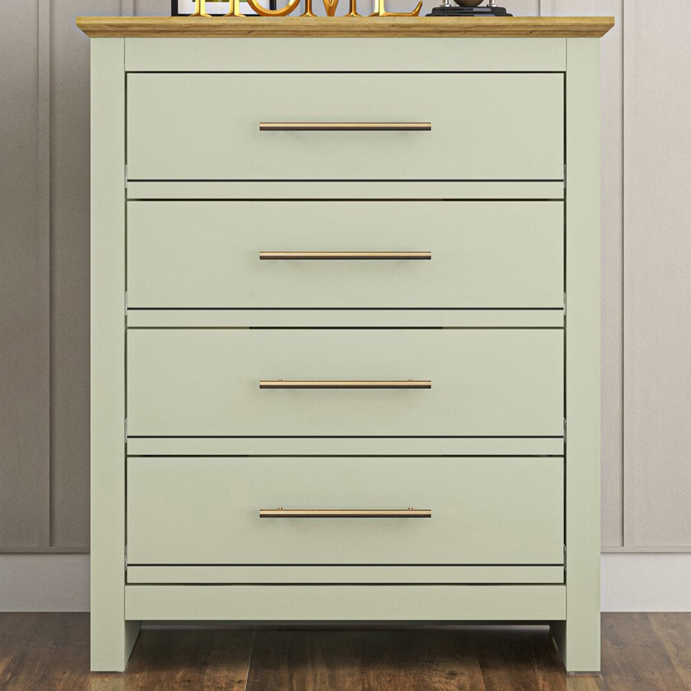 Bexley 4 Drawer Sage Green Chest of Drawers Image 1