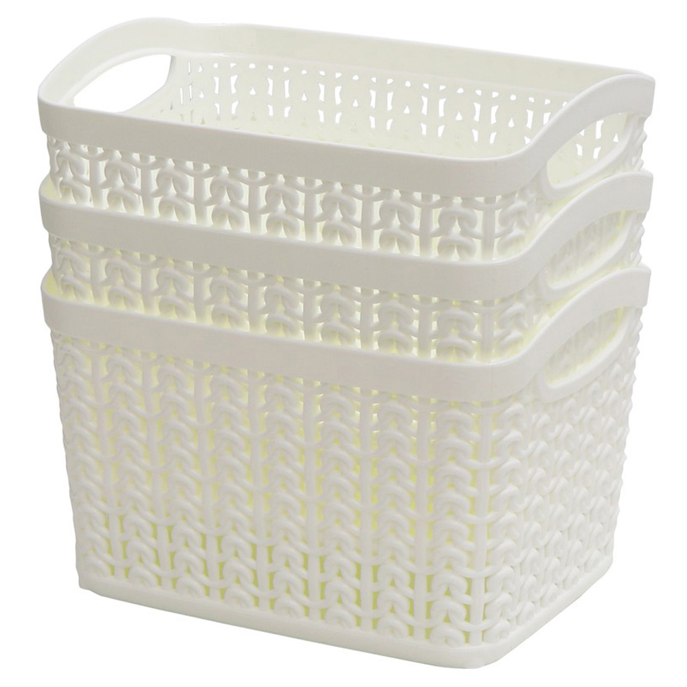 JVL Loop 1.5L Set of 3 White Storage Baskets Image 2