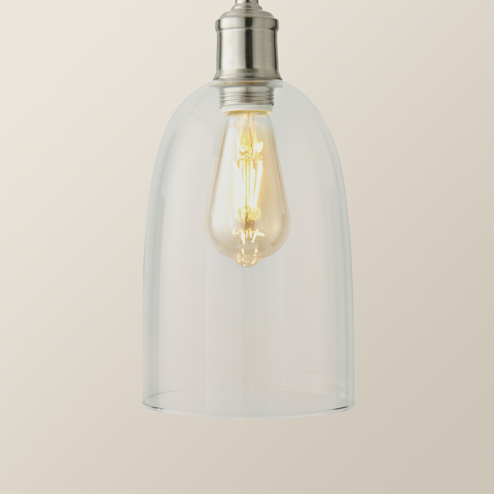 ValueLights Kira Glass Dome 3 Drop Cluster Brushed Chrome LED Ceiling Pendant Light Image 3