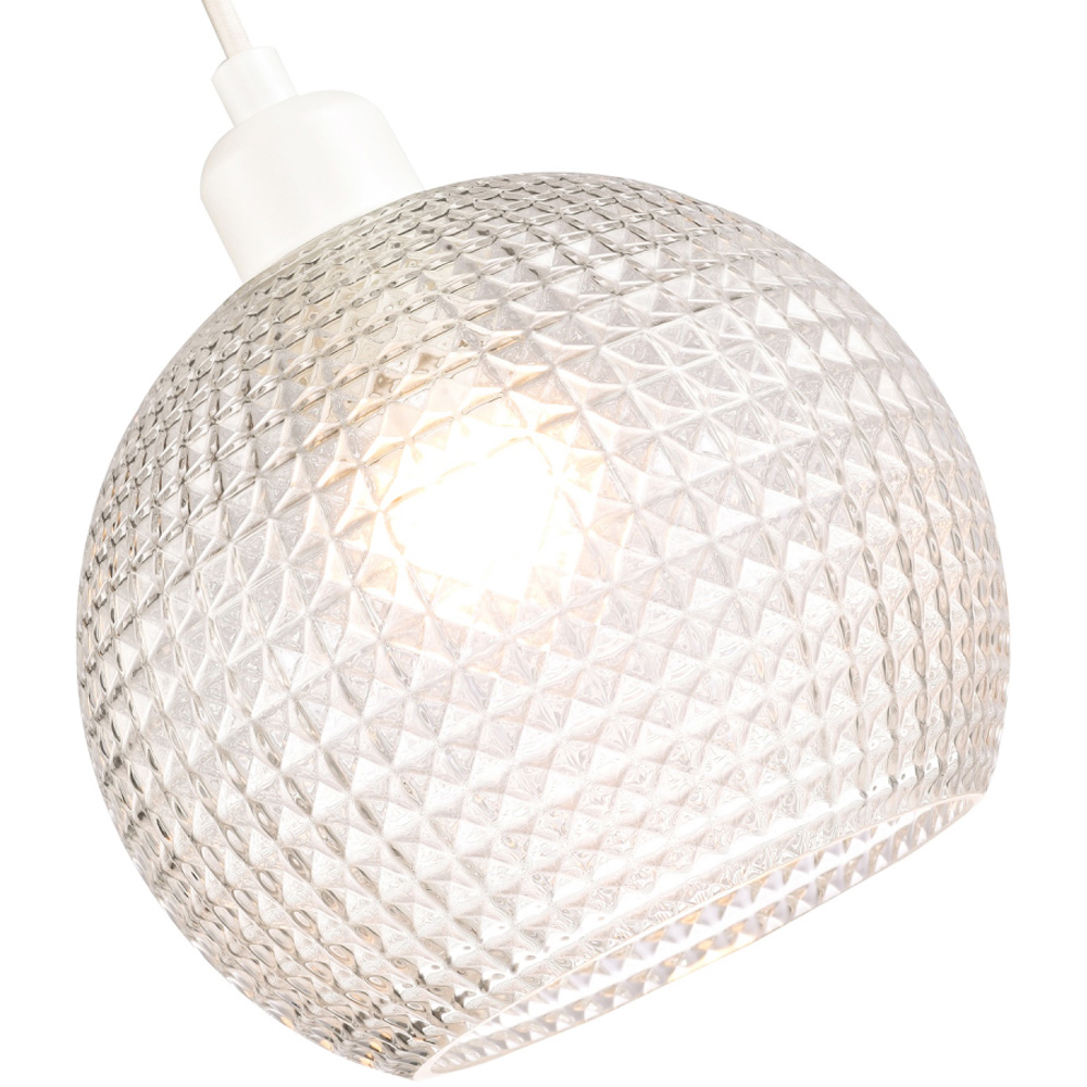 Happy Homewares Spherical Clear Glass Square Diamond Ridges Pendant Shade Image 3