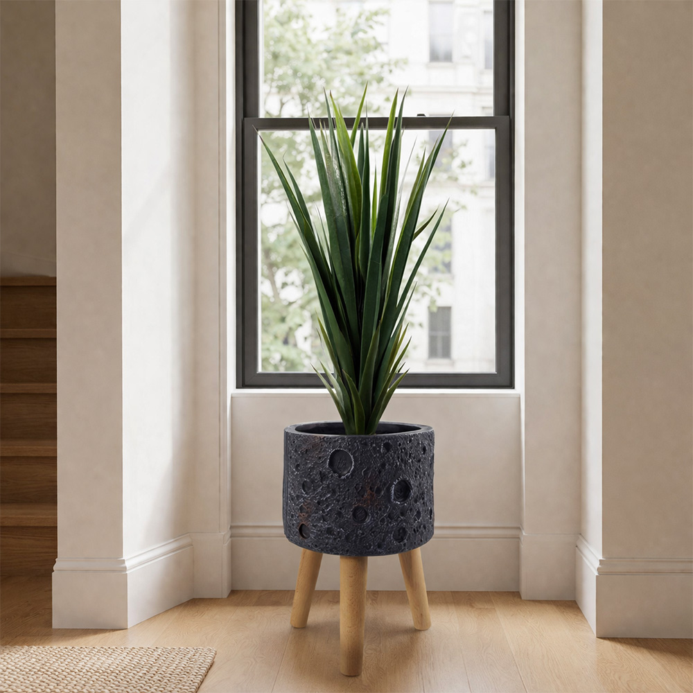 Leaf Moon Black Planter with Stand Image 2