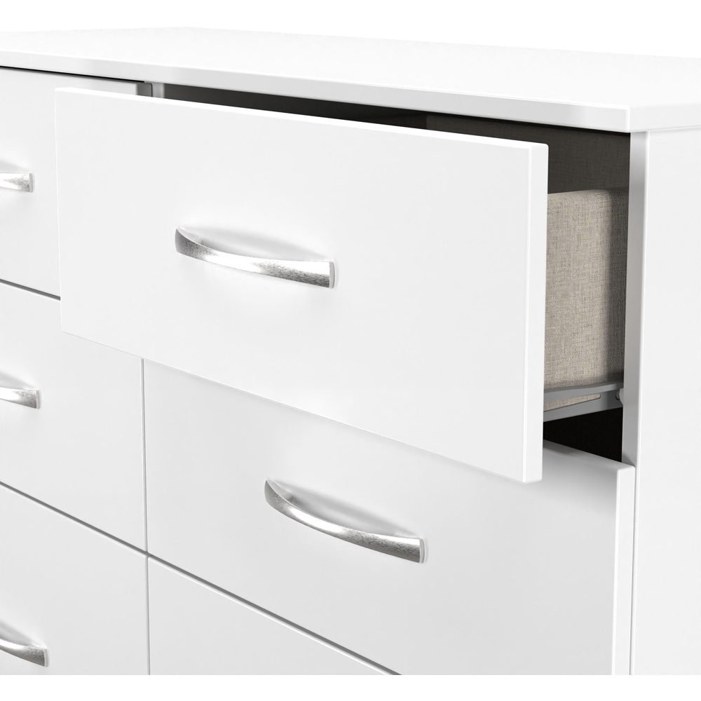 Crowndale Avon 6 Drawer Matt White Wide Chest of Drawers Ready Assembled Image 6
