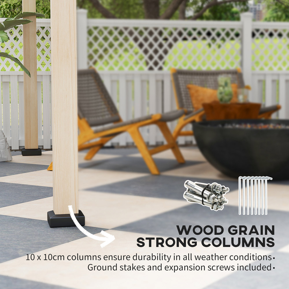 Outsunny 3 x 3m Wood Grain Frame Hard Top Gazebo with Metal Roof Image 6