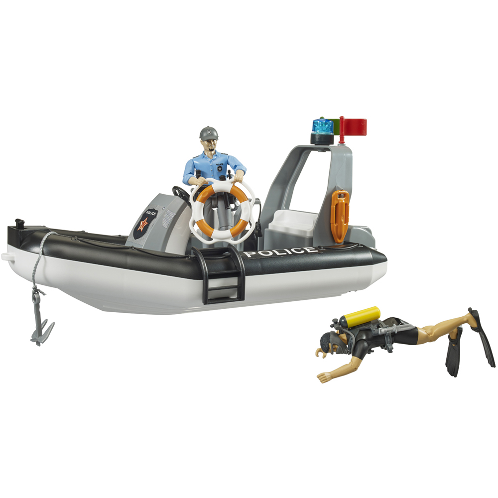 Bruder Bworld Police Boat with Rotating Beacon Light and 2 Figures Image 6
