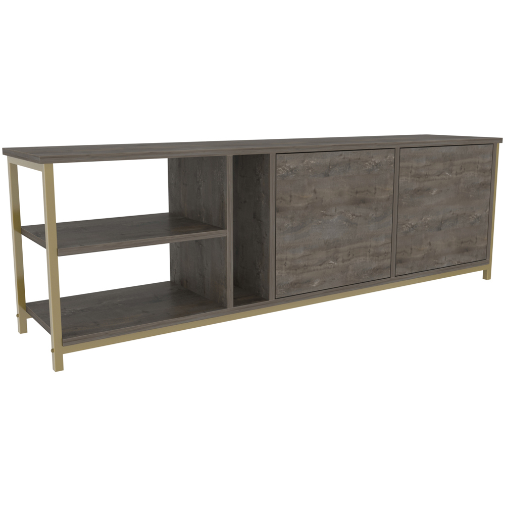 Decorotika Primrose 2 Door 3 Shelf Gold Wenge TV Stand for 72 inch TV Image 2