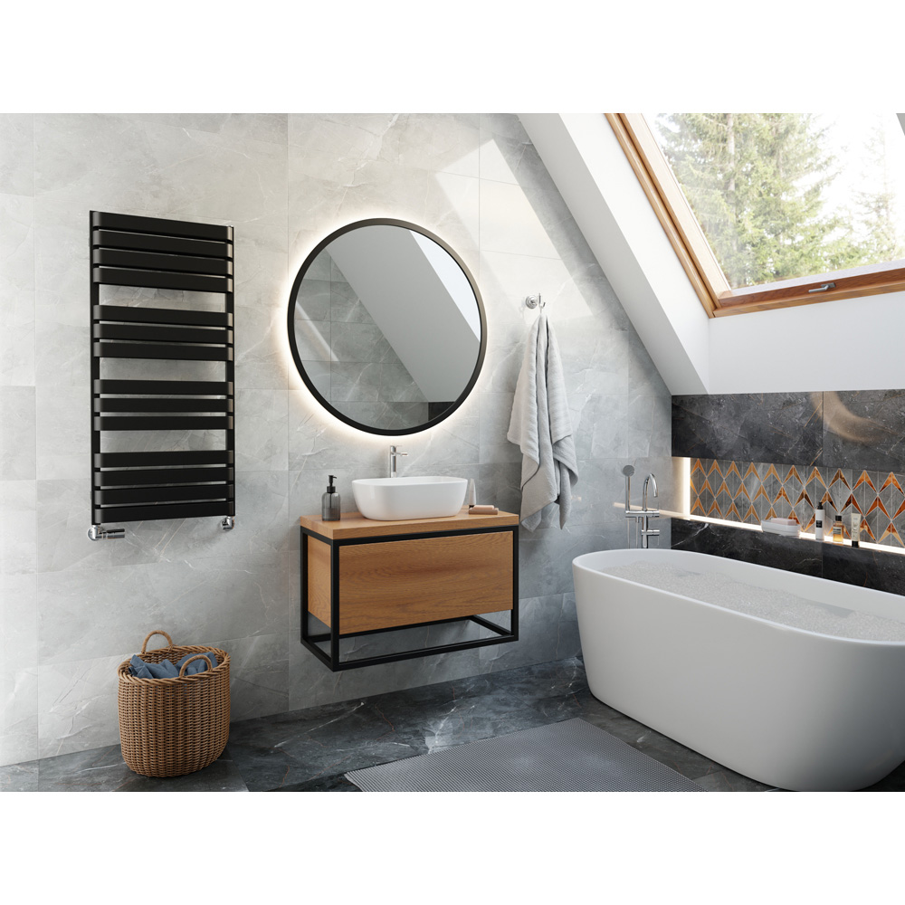 Terma Warp T Bold Matt Black Heated Towel Rail 2660 BTU 1110 x 500mm Image 8