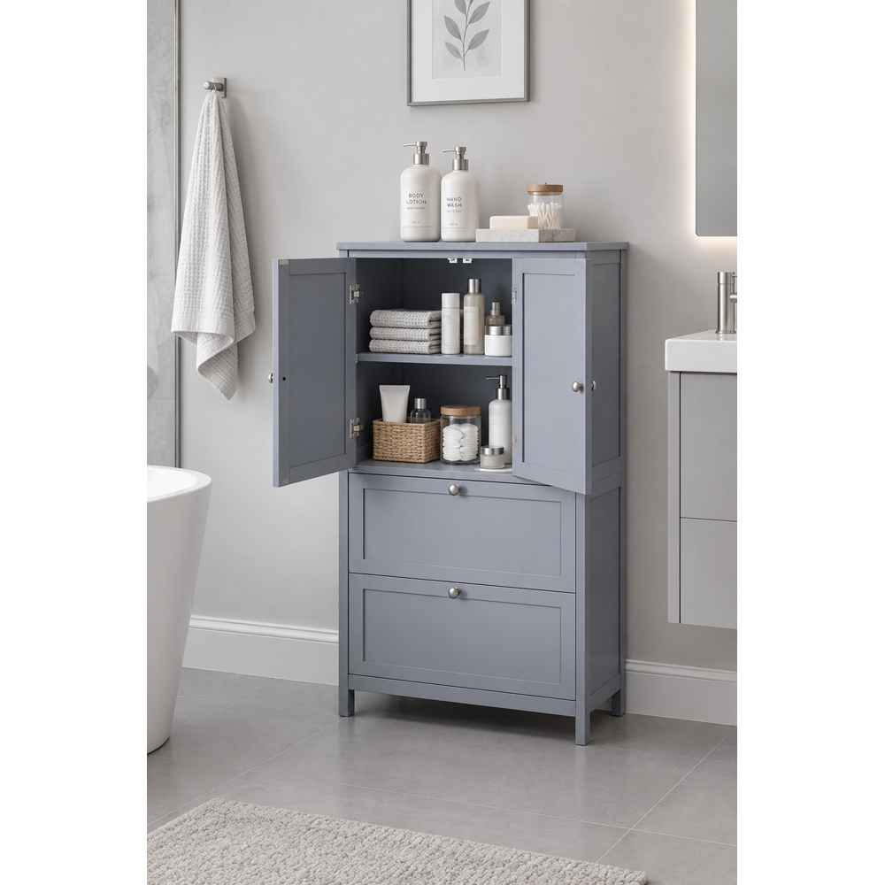 Modcraft 2 Door 2 Drawer Grey Bathroom Storage Cabinet Image 4