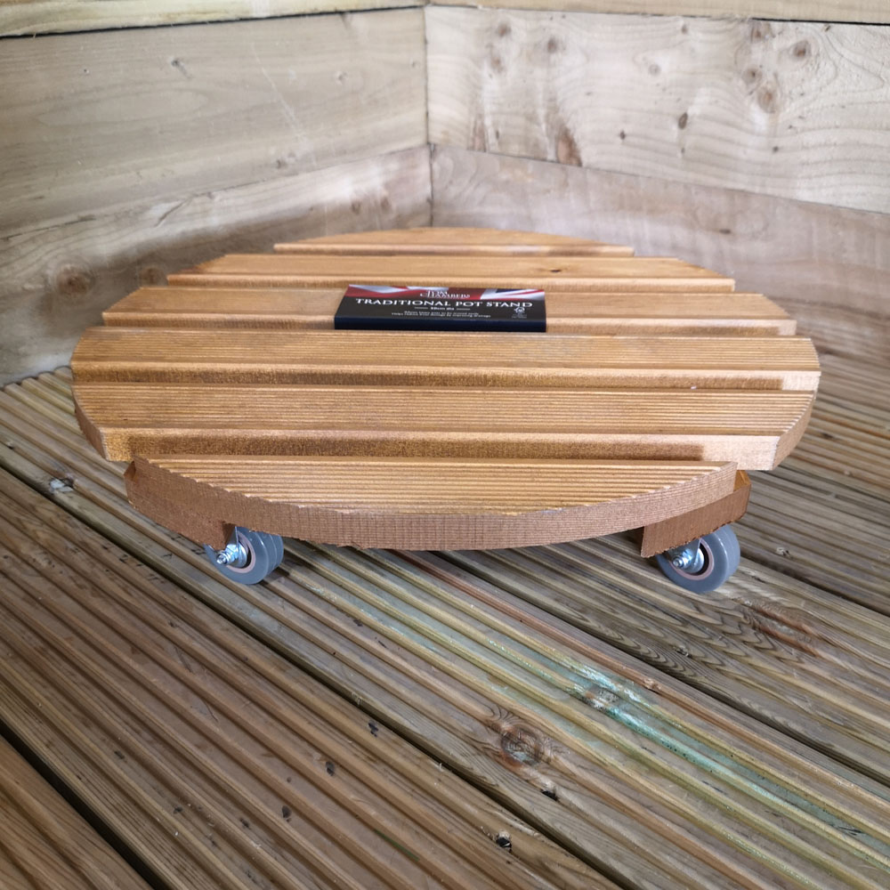 Tom Chambers Natural Garden Plant Stand with Wheels 50cm Image 3