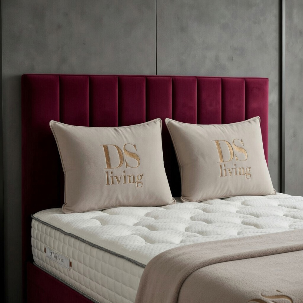 DS Living Aether King Size Maroon Plush Velvet Divan Bed Image 2