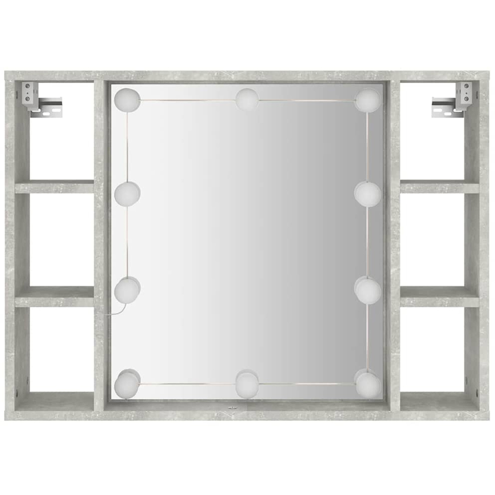 vidaXL 6 Open Shelf Concrete Grey LED Mirror Cabinet Image 4