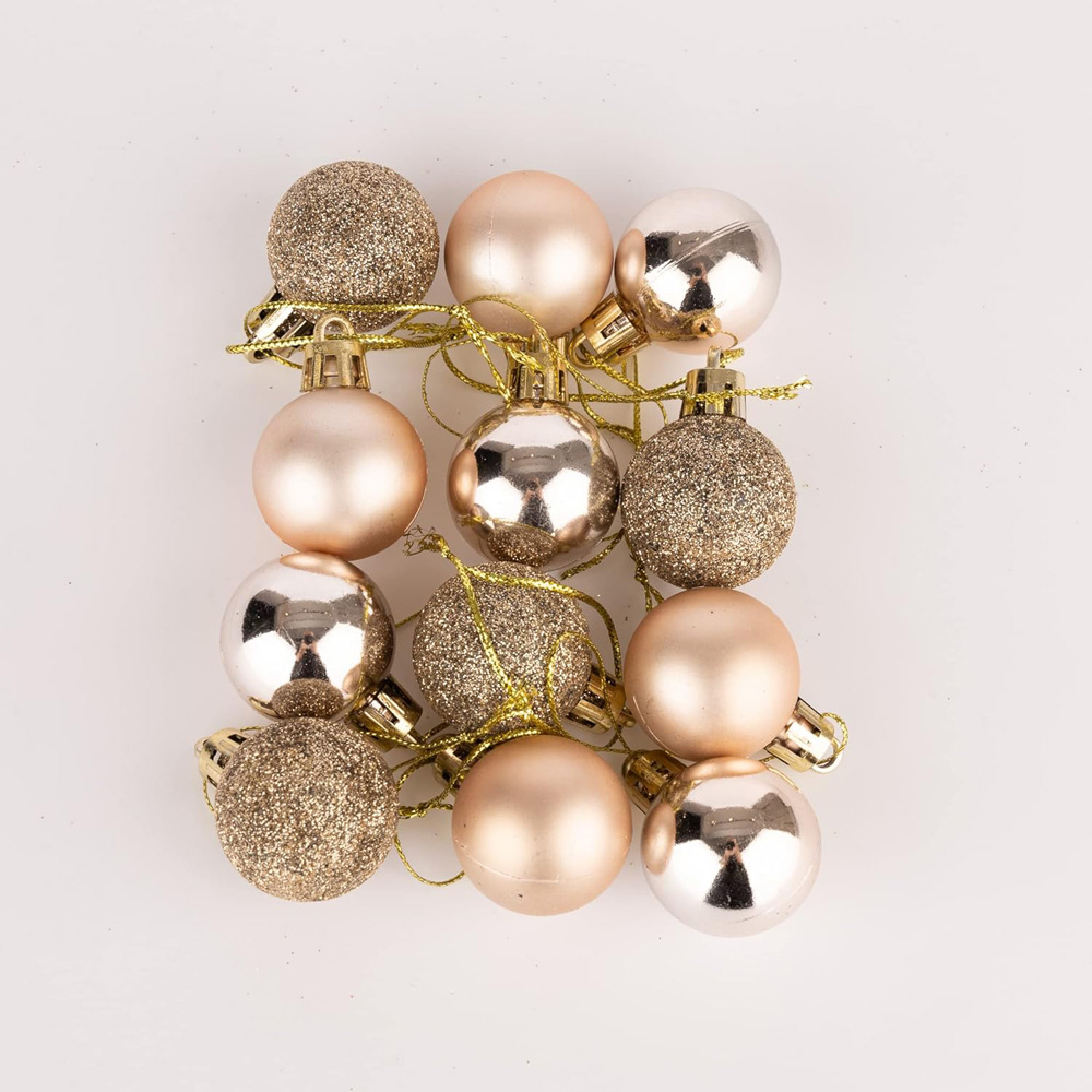 Shatchi 3cm Champagne Gold Shatterproof Christmas Bauble 12 Pack Image 5