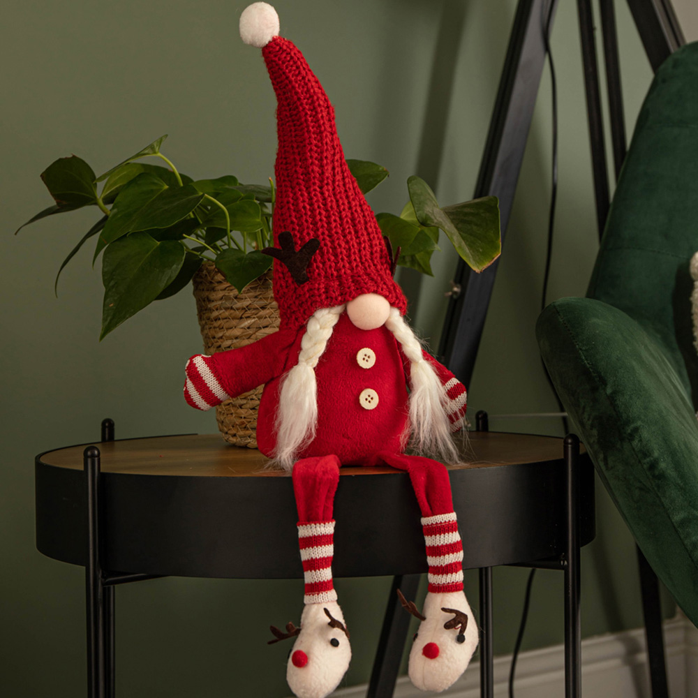 Samuel Alexander Red and White Sitting Mrs Claus Gonk Christmas Decoration 55cm Image 2