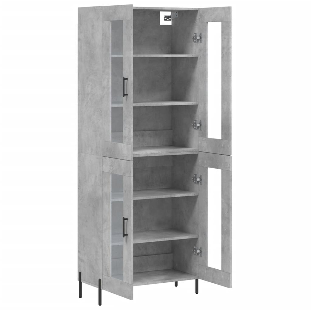 vidaXL 4 Glass Door Concrete Grey Highboard Image 4