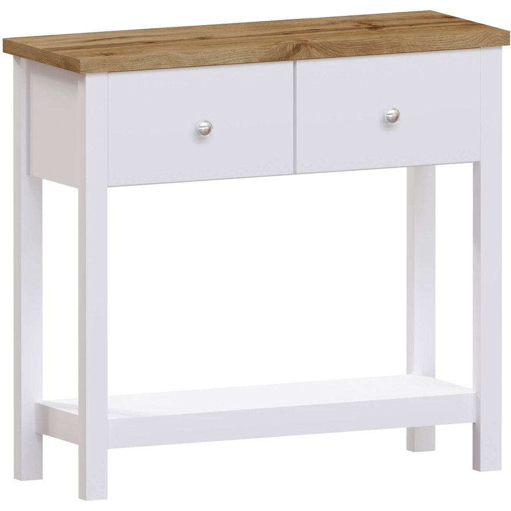 VIDA DESIGNS Arlington 2 Drawer White and Oak Console Table Image 2
