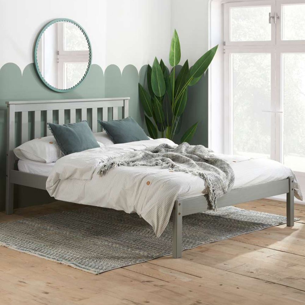 Denver King Size Grey Wooden Bed Image 1