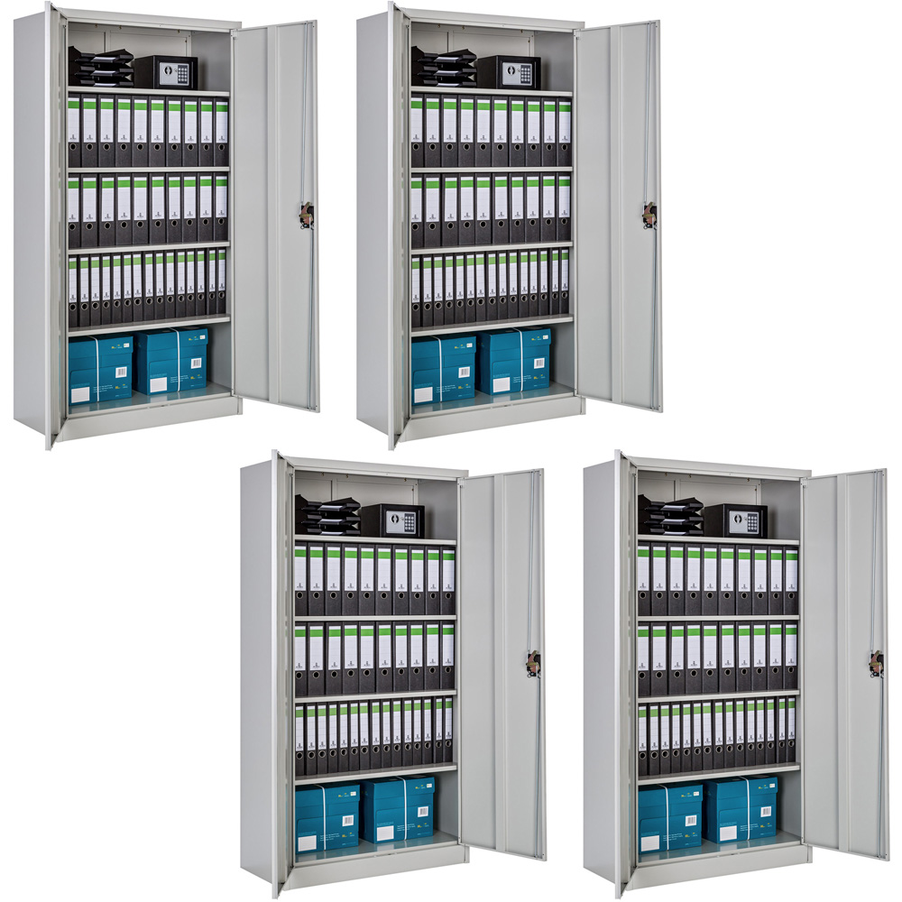 Tectake 5 Shelf Grey Lockable Filing Cabinet Set of 4 Image 3